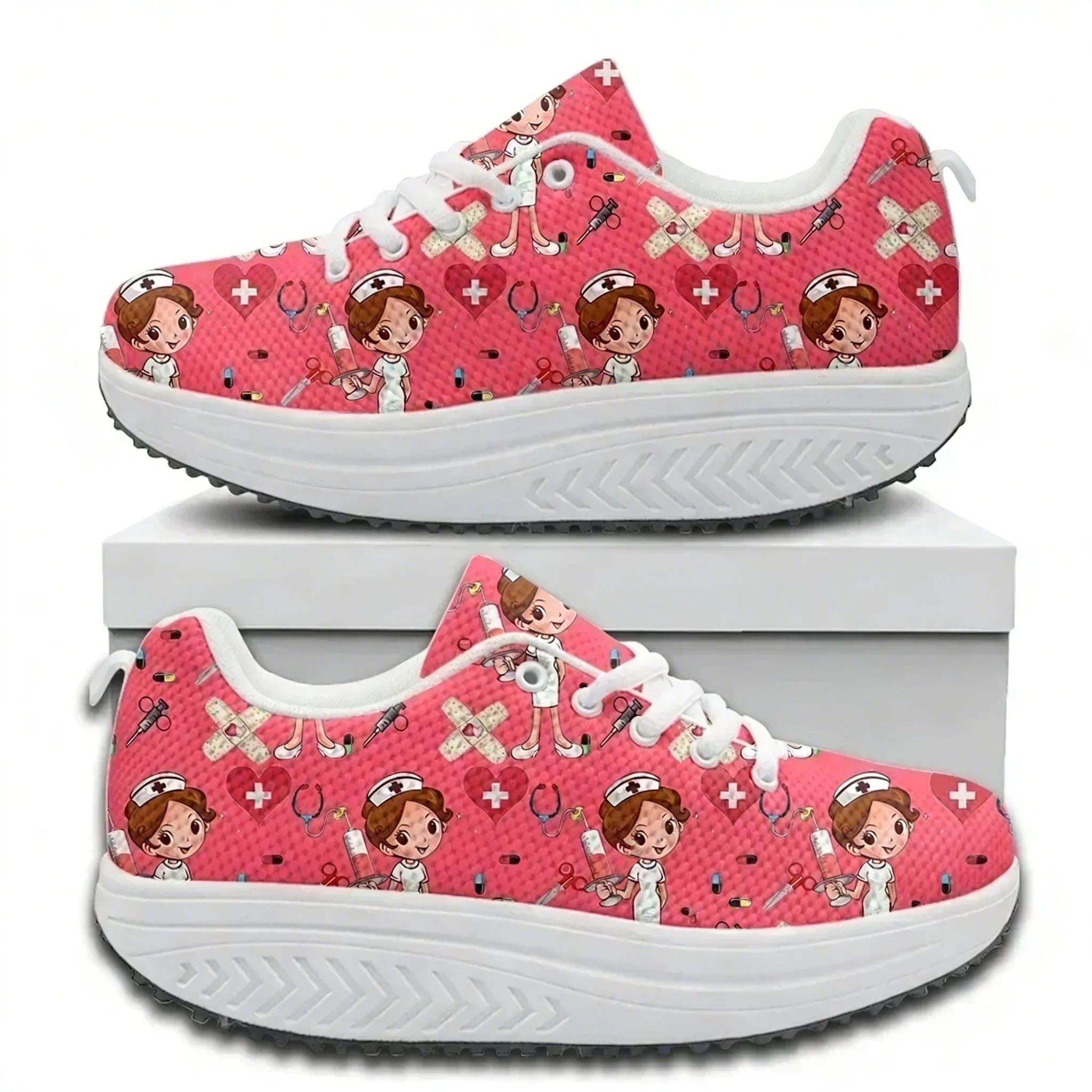 Care For Sneaker - Comfortabele veterloze platformsneakers met medische print,